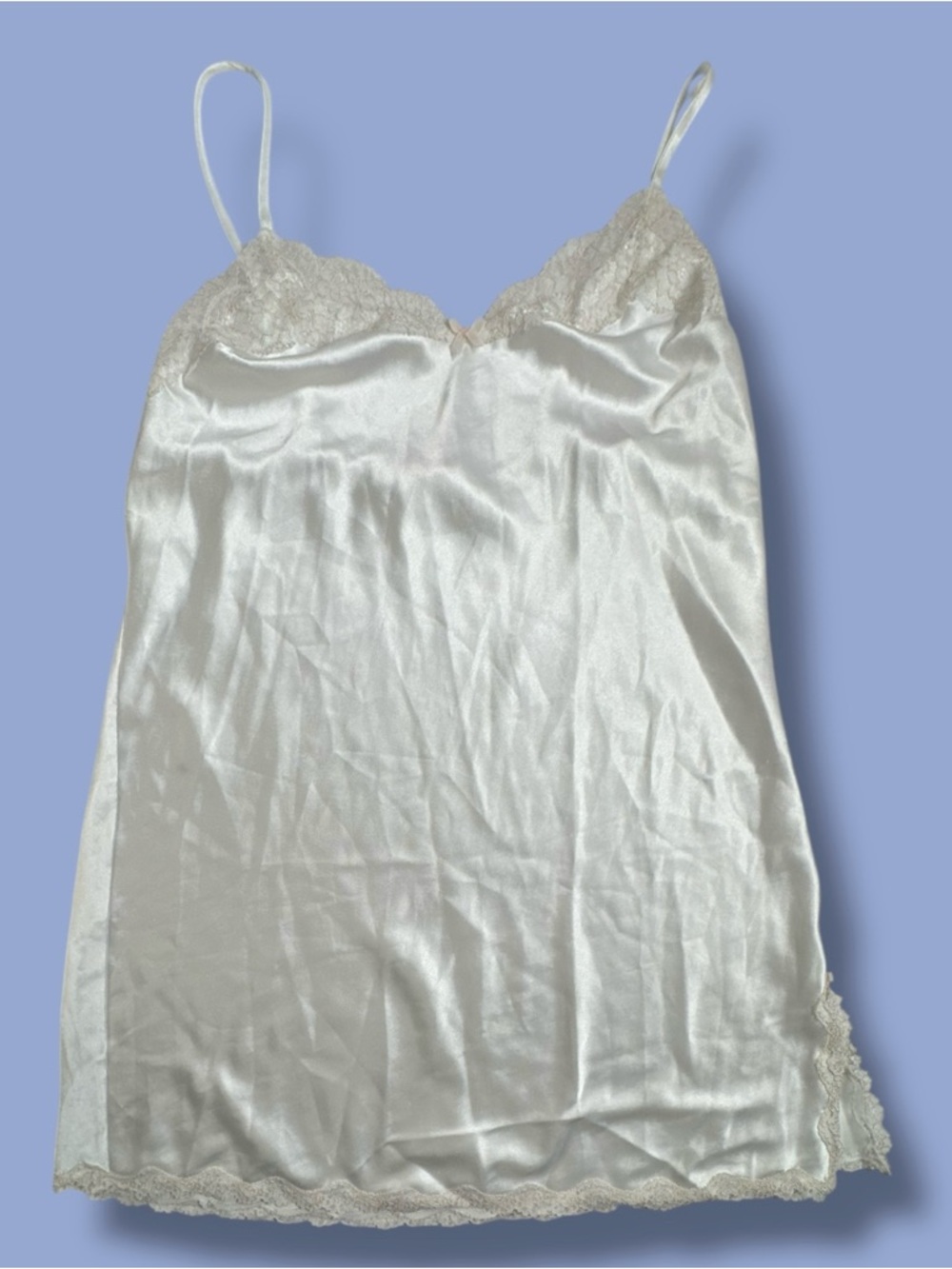 Victoria’s Secret Satin Look White Lace Babydoll Slip Tank Top Large
